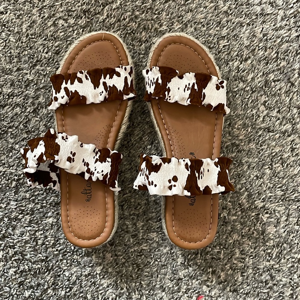 altard state cowprint sandals
